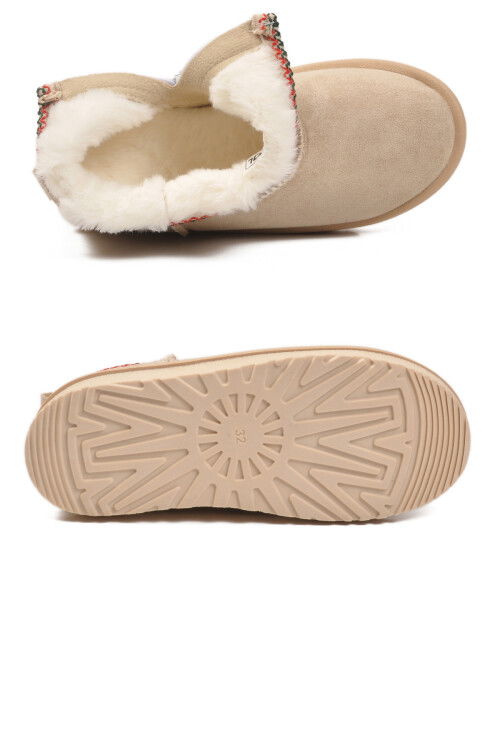 Bej Süet İçi Kürklü Soğuğa Dirençli Kız Çocuk Bot Ugy F