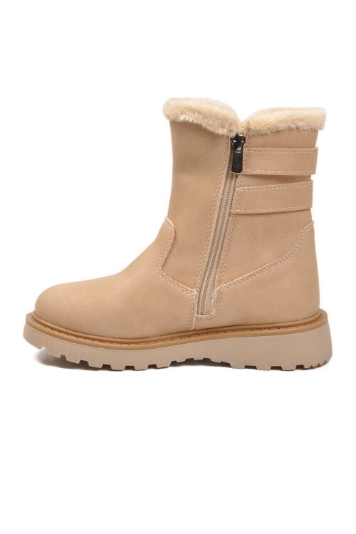 Bej İçi Polarlı Kaymaz Kız Çocuk Bot Buckle F