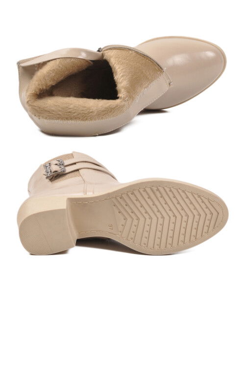 Bej İçi Kürklü Topuklu Kadın Bot 1006 Z