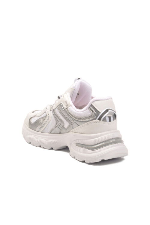 Beyaz Bağcıklı Kalın Taban Hafif Kadın Sneaker 2318 G