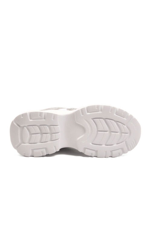 Beyaz Bağcıklı Kalın Taban Hafif Kadın Sneaker 2318 G