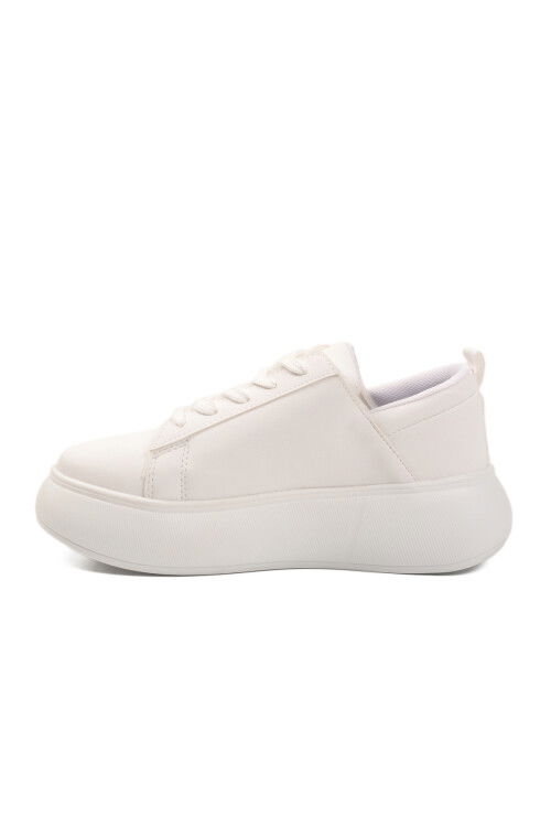 Beyaz Kalın Taban Bağcıklı Kadın Spor Ayakkabı Termo DV-03 Z