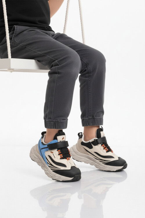 Mavi Cırtlı Hafif Esnek Erkek Çocuk Spor Ayakkabı 1987 F