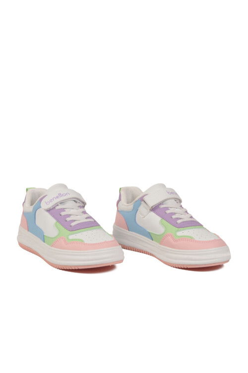 Beyaz Pudra Cırtlı Hafif Kız Çocuk Spor Ayakkabı BNI-10020 F