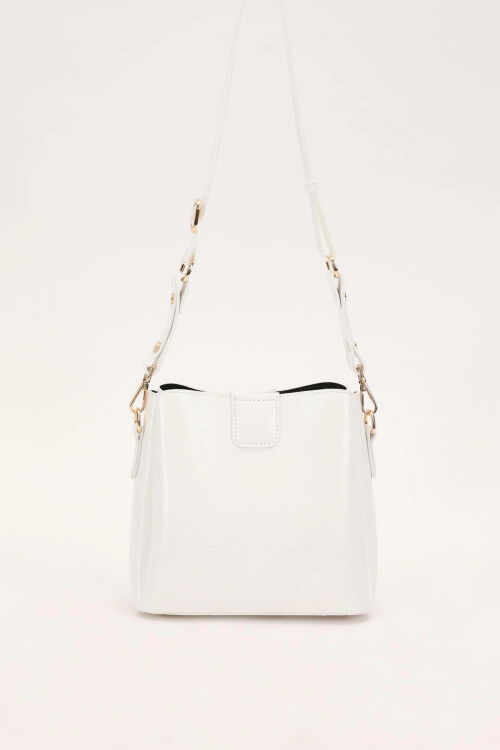 Beyaz Rugan Kadın Omuz Çantası 930126