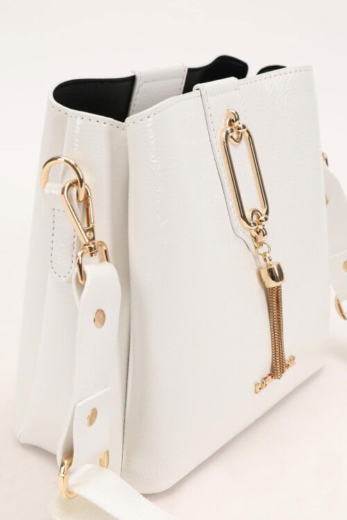 Beyaz Rugan Kadın Omuz Çantası 930126