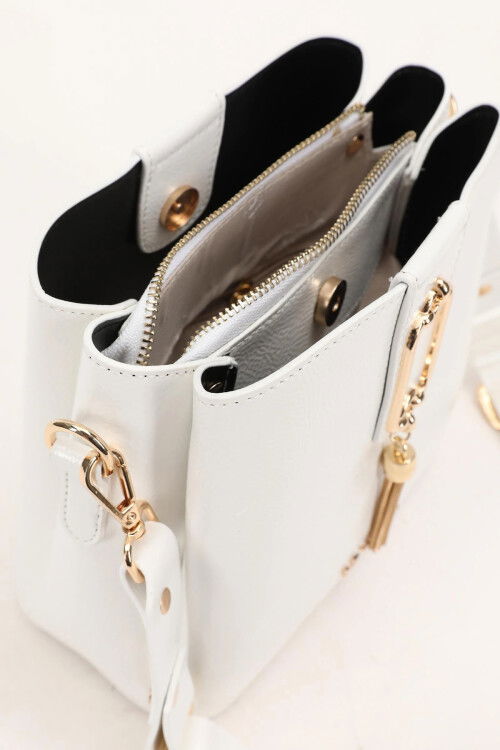 Beyaz Rugan Kadın Omuz Çantası 930126