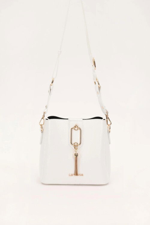 Beyaz Rugan Kadın Omuz Çantası 930126