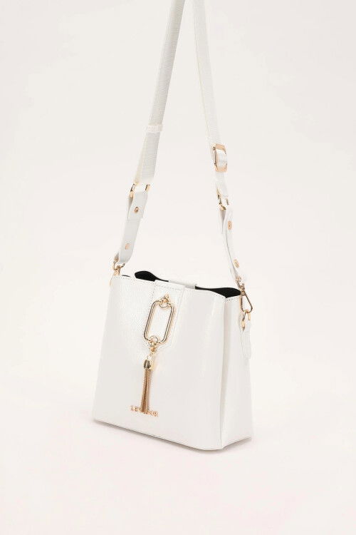 Beyaz Rugan Kadın Omuz Çantası 930126