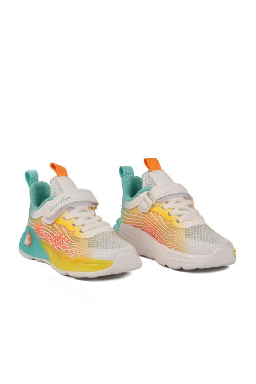 White Yellow Velcro Mesh Flexible Boys Sports Shoes BNI-10277 P
