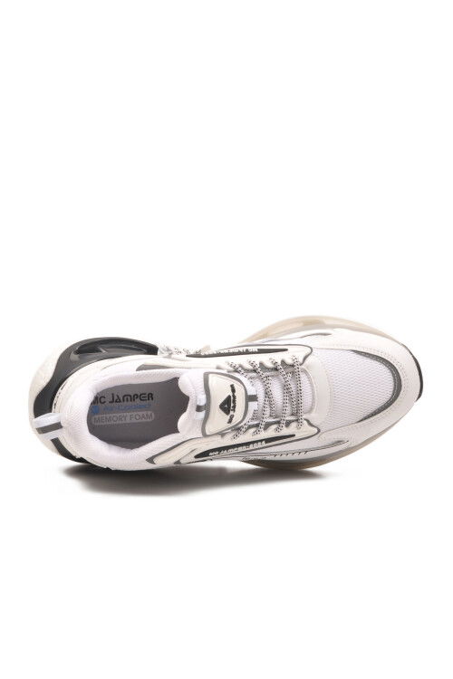 Beyaz Siyah Fileli Hafif Esnek Erkek Spor Ayakkabı 2244 M