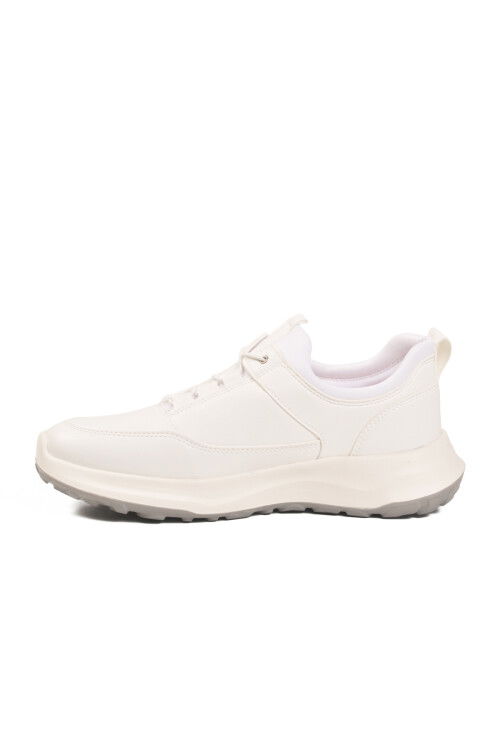 Beyaz Elastik Bağcıklı Hafif Cilt Erkek Casual Ayakkabı 460 M