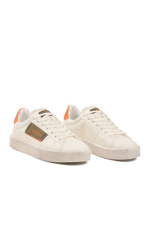 Beyaz Bağcıklı Cilt Erkek Spor Ayakkabı BNI-12113 M