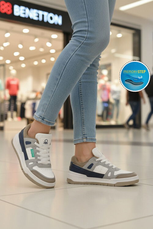 Beyaz Bağcıklı Memory Foam Unisex Spor Ayakkabı BNI-11130 G