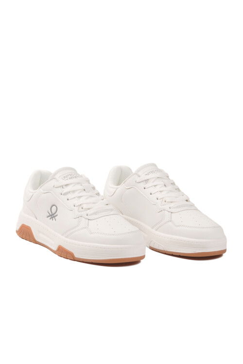 Beyaz Bağcıklı Cilt Memory Foam Erkek Spor Ayakkabı BNI-11219 M