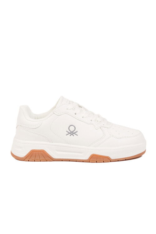 Beyaz Bağcıklı Cilt Memory Foam Unisex Spor Ayakkabı BNI-11220 G