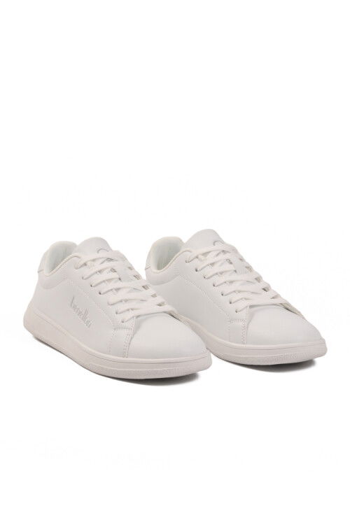 Beyaz Bağcıklı Cilt Memory Foam Erkek Spor Ayakkabı BNI-12087 M