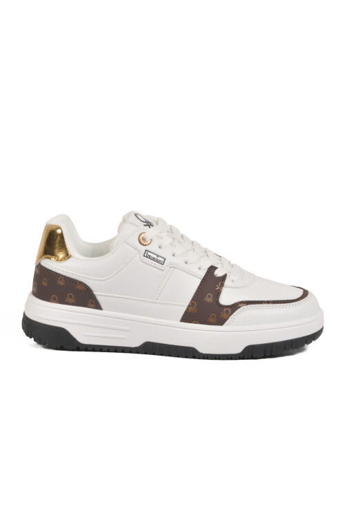 Beyaz Bağcıklı Cilt Memory Foam Unisex Spor Ayakkabı BNI-12091 G