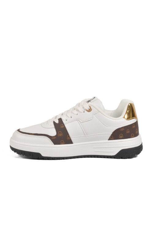 Beyaz Bağcıklı Cilt Memory Foam Unisex Spor Ayakkabı BNI-12091 G