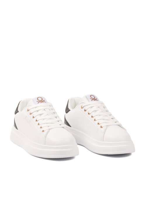 Beyaz Bağcıklı Cilt Unisex Spor Ayakkabı BNI-12098 G