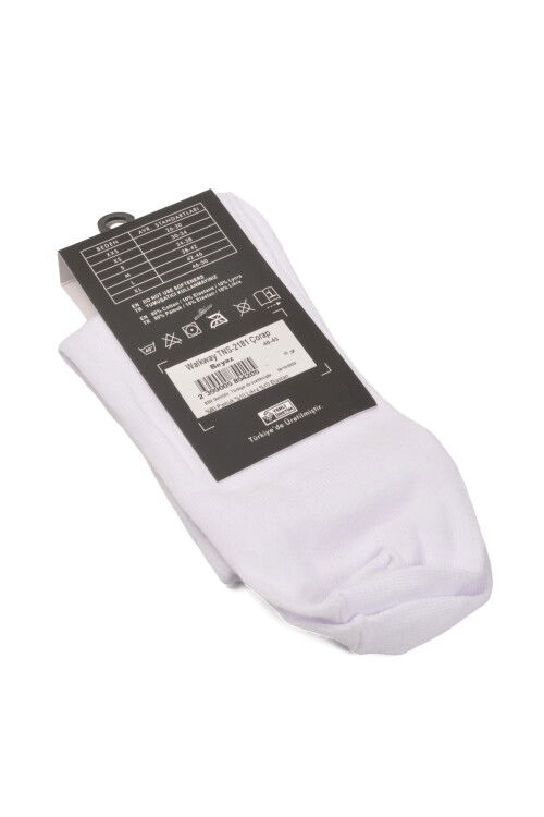 Beyaz Pamuklu Dikişli Erkek Uzun Çorap TNS-2181