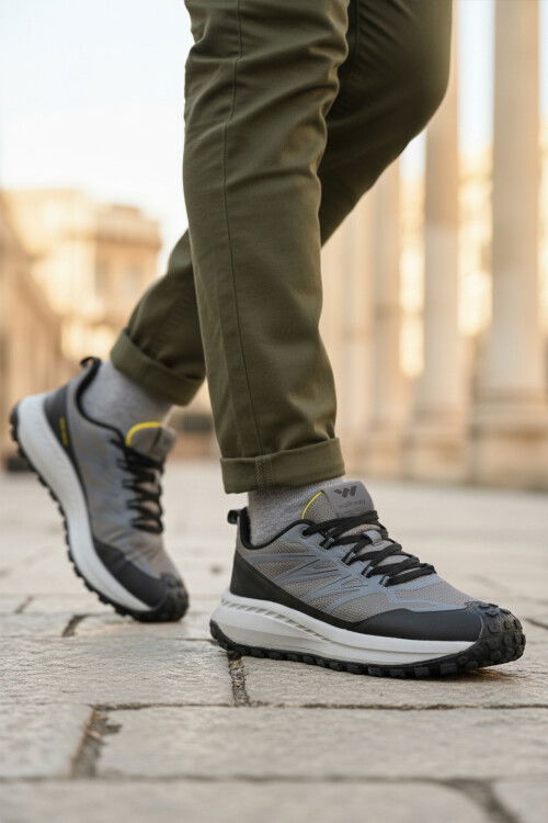 Füme Kaymaz Bağcıklı Esnek Erkek Spor Ayakkabı Osiria 2035 M