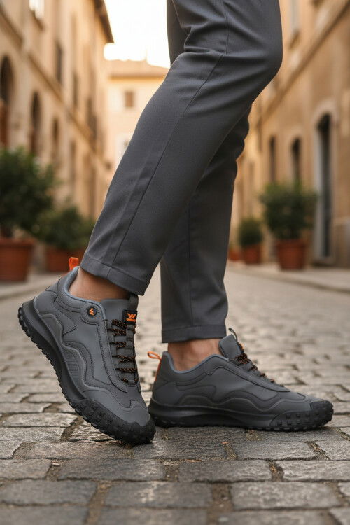 Füme Bağcıklı Kaymaz Taban Erkek Spor Ayakkabı Mosk 2049 M