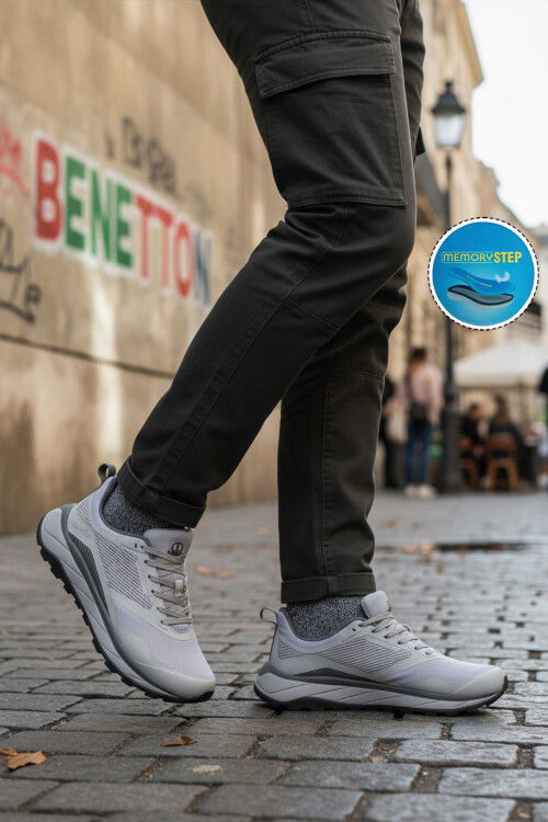 Gri Hafızalı Taban Bağcıklı Erkek Spor Ayakkabı BNI-11016 M