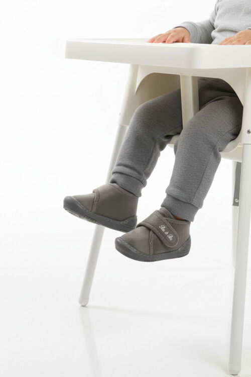 Gri Süet Cırtlı Bebek Panduf Ba&Ba 058989 B