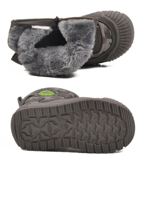 Gri İçi Kürklü Soğuğa Dirençli Kaymaz Taban Erkek Çocuk Bot 22665 F
