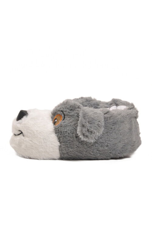 Gri Köpek Desenli Unisex Panduf 26K001