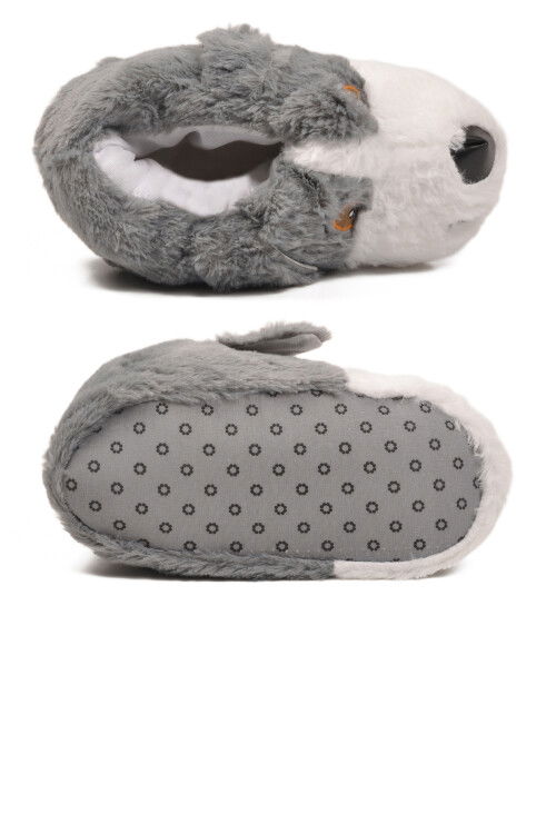 Gri Köpek Desenli Unisex Panduf 26K001