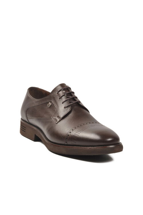 Kahve Hakiki Deri Bağcıklı Erkek Klasik Ayakkabı 3255 M