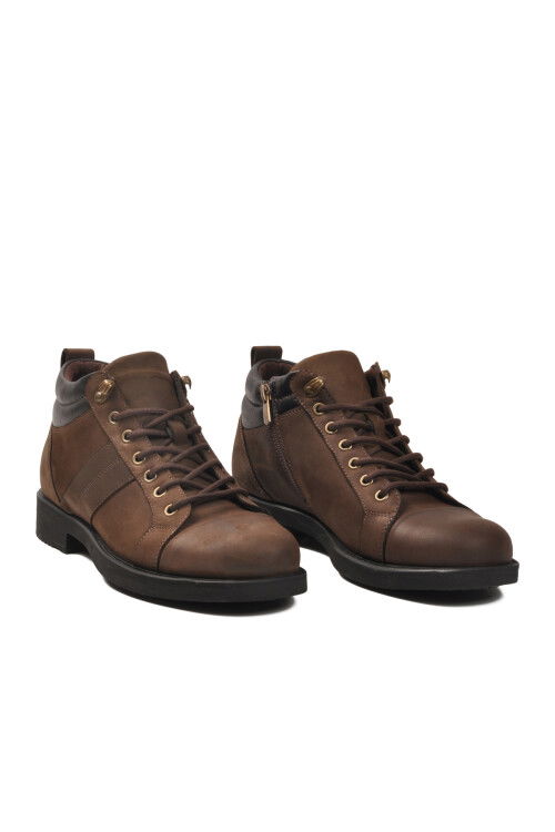 Kahve Hakiki Deri Kaymaz Taban Erkek Bot 02832 M