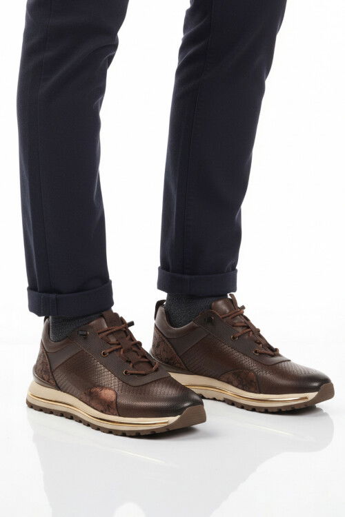 Kahve Hakiki Deri Elastik Bağcıklı Erkek Casual Ayakkabı M533 M