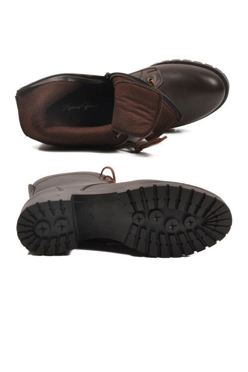 Kahve Hakiki Deri Bağcıklı Kadın Bot 2680-1 Z