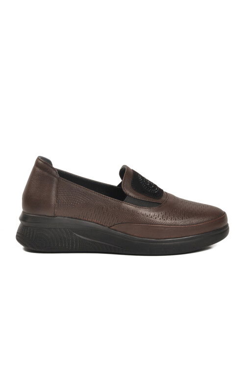 Kahve Hakiki Deri Anatomik Kadın Casual Ayakkabı 9779 Z