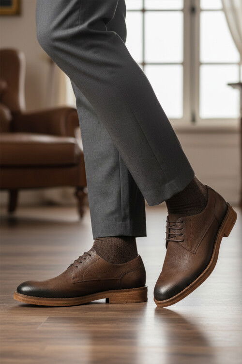 Kahve Nubuk Hakiki Deri Erkek Casual Ayakkabı Po 2226 M