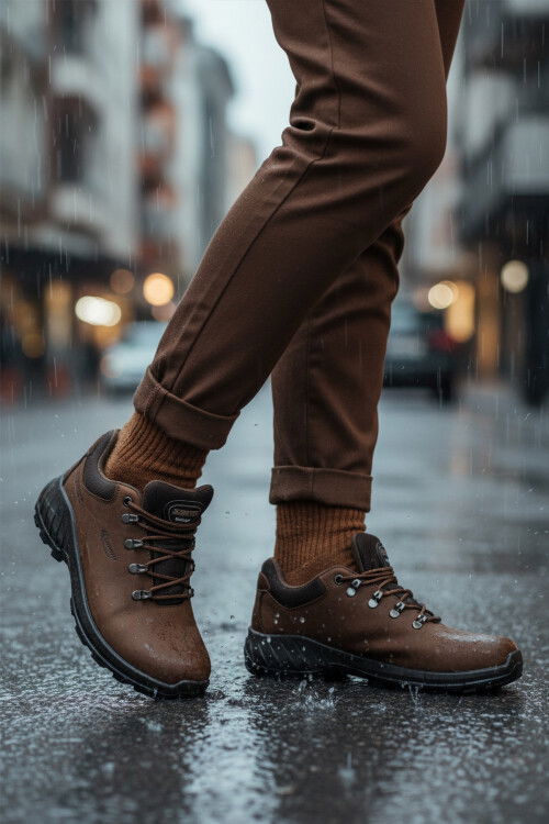 Kahve Su Geçirmez Kaymaz Taban Erkek Outdoor Ayakkabı M4105 M
