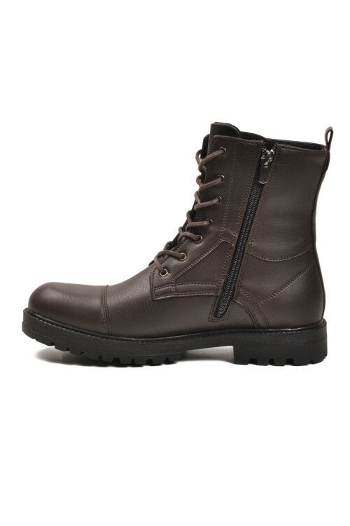 Kahve Kaymaz Taban İçi Polarlı Fermuarlı Erkek Bot GVN-347 M