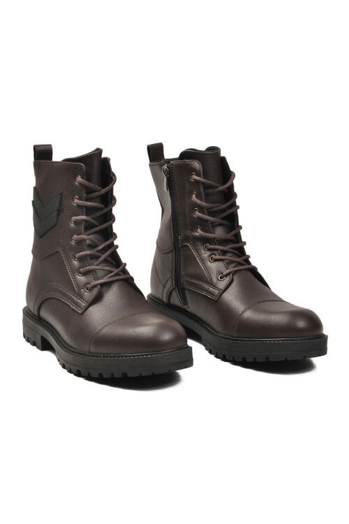 Kahve Kaymaz Taban İçi Polarlı Fermuarlı Erkek Bot GVN-347 M