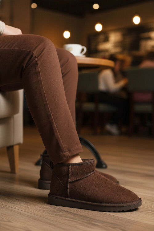 Kahve İçi Kürklü Soğuğa Dirençli Kadın Bot U-19 Z