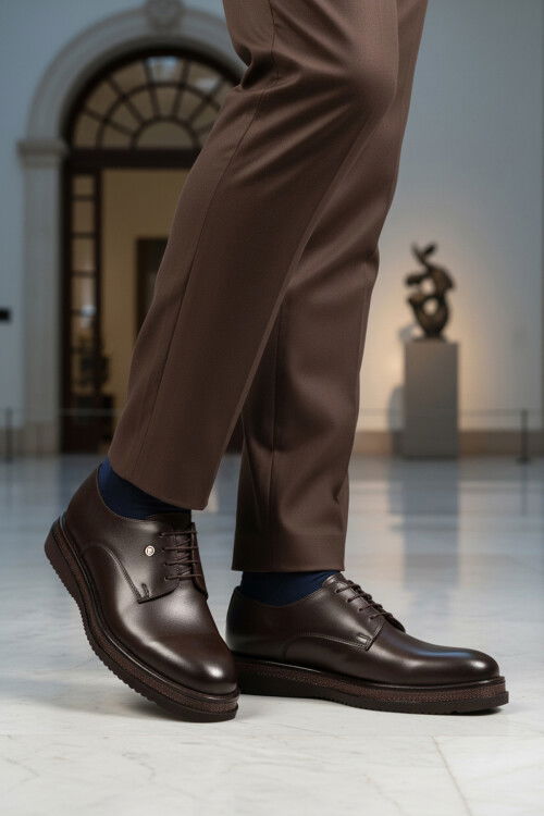 Kahve Hafif Hakiki Deri Eva Taban Erkek Klasik Ayakkabı 361004 M