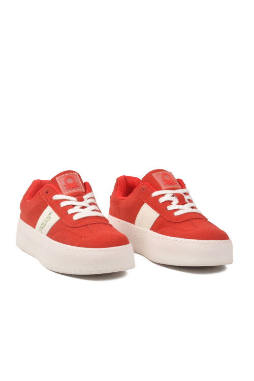Kırmızı Hafızalı Taban Keten Bağcıklı Kadın Sneaker BNI-11241 Z