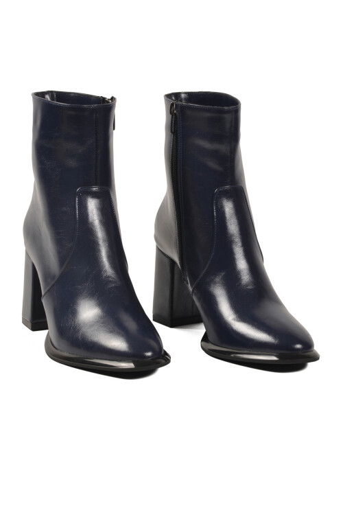 Lacivert Polarlı Fermuarlı Kadın Topuklu Bot 878601 Z