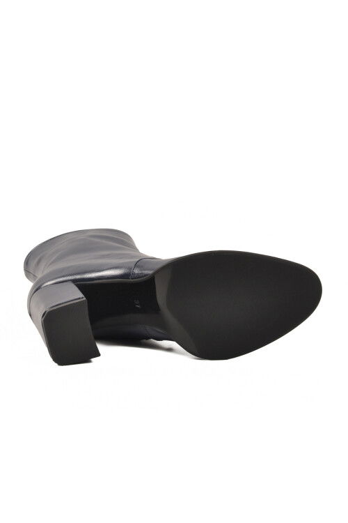 Lacivert Polarlı Fermuarlı Kadın Topuklu Bot 878601 Z