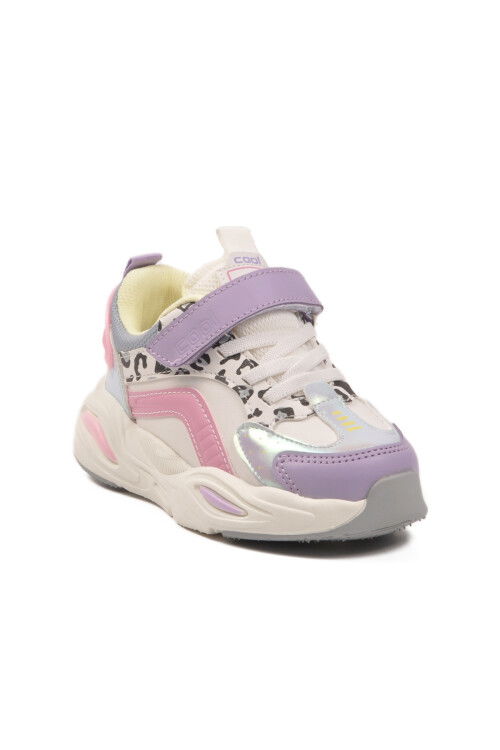 Lila Leopar Desenli Cırtlı Hafifi Kız Çocuk Spor Ayakkabı Toti Cilt F