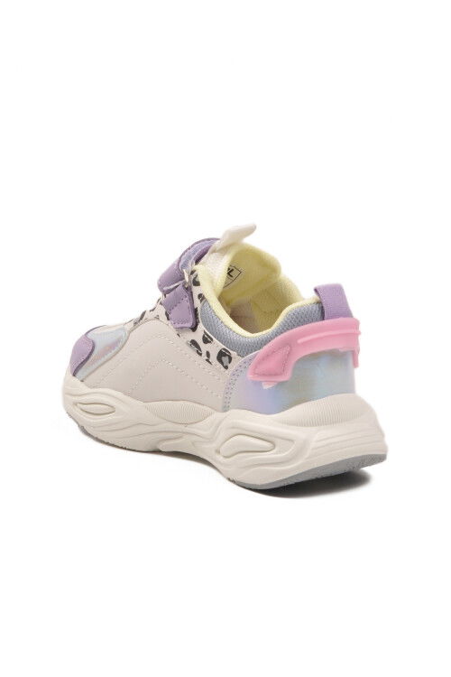 Lila Leopar Desenli Cırtlı Hafifi Kız Çocuk Spor Ayakkabı Toti Cilt F