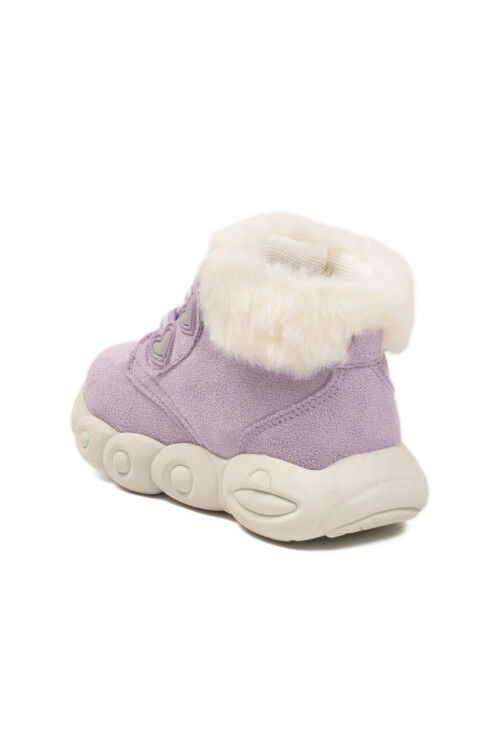 Lila Kilit Bağcıklı Hafif Desenli Kız Çocuk Bot Lici B