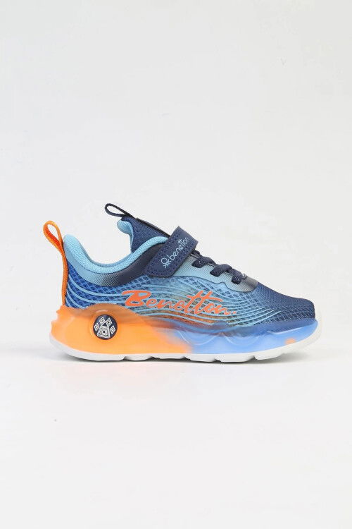 Blue Orange Velcro Mesh Flexible Boys Sports Shoes BNI-10277 P